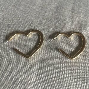 Dangle Heart Earrings Gold Tone Retro Mid Century Modernist Boho Pierced 1"